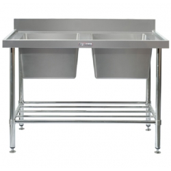 Simply Stainless SS06.7.2400 2400mm w x 700mm d x 900mm h DOUBLE SINK BENCH WITH SPLASHBACK